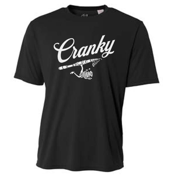 Funny Fishing Reel Pun  Cranky Fishermen Cooling Performance Crew T-Shirt