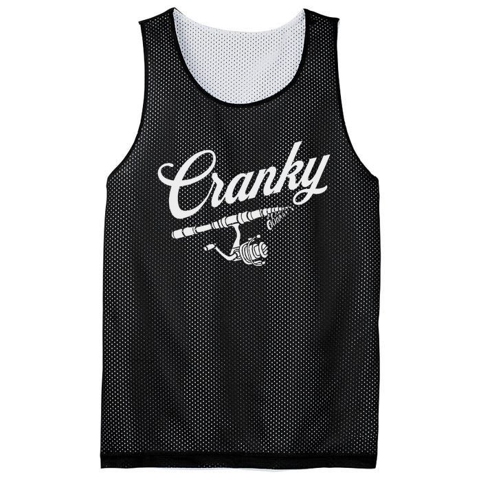 Funny Fishing Reel Pun  Cranky Fishermen Mesh Reversible Basketball Jersey Tank