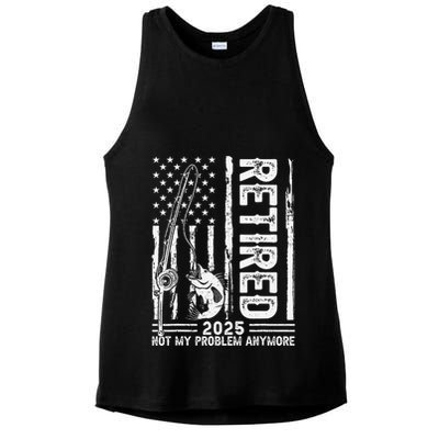 Funny Fishing Retired 2025 Not My Problem Anymore Retirement Ladies PosiCharge Tri-Blend Wicking Tank