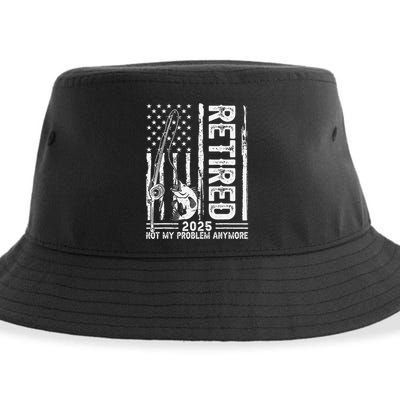 Funny Fishing Retired 2025 Not My Problem Anymore Retirement Sustainable Bucket Hat