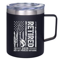 Funny Fishing Retired 2025 Not My Problem Anymore Retirement 12oz Stainless Steel Coffee Mug
