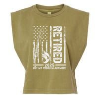 Funny Fishing Retired 2025 Not My Problem Anymore Retirement Garment-Dyed Women's Muscle Tee
