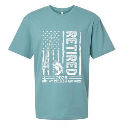 Funny Fishing Retired 2025 Not My Problem Anymore Retirement Sueded Cloud Jersey T-Shirt