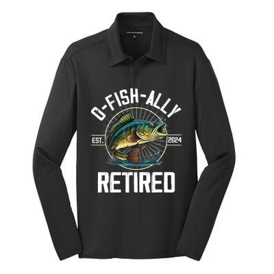 Fisherman Fishing Retirement Gift Ofishally Retired 2024 Silk Touch Performance Long Sleeve Polo