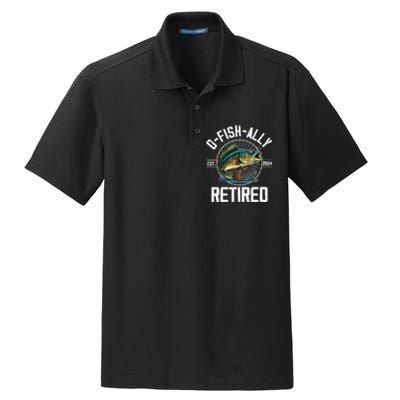 Fisherman Fishing Retirement Gift Ofishally Retired 2024 Dry Zone Grid Polo