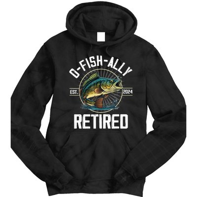 Fisherman Fishing Retirement Gift Ofishally Retired 2024 Tie Dye Hoodie