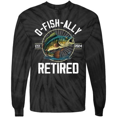 Fisherman Fishing Retirement Gift Ofishally Retired 2024 Tie-Dye Long Sleeve Shirt