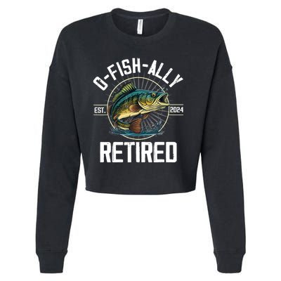 Fisherman Fishing Retirement Gift Ofishally Retired 2024 Cropped Pullover Crew