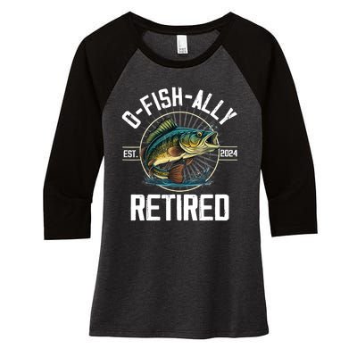 Fisherman Fishing Retirement Gift Ofishally Retired 2024 Women's Tri-Blend 3/4-Sleeve Raglan Shirt