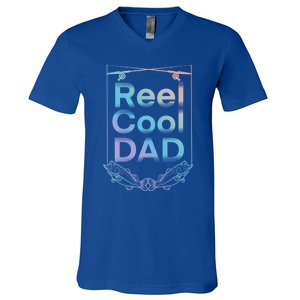 Funny Fishing Reel Cool Dad Funny Fishing Dad Gift V-Neck T-Shirt