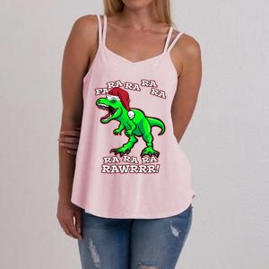 Funny Fa Ra Rawr Christmas Holiday Tfunny Giftrex Santa Dinosaur Funny Gift Women's Strappy Tank