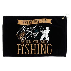 Funny Fishing Rod Fish Fisherman Grommeted Golf Towel