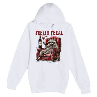 Feeling Feral Racoon Premium Pullover Hoodie