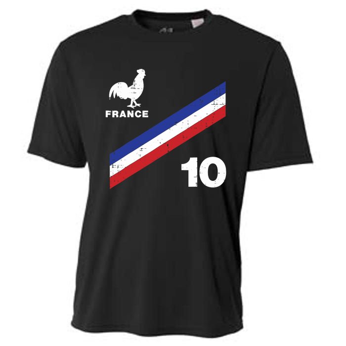 France Flag Rooster Number 10 Soccer Fan Boy Cooling Performance Crew T-Shirt