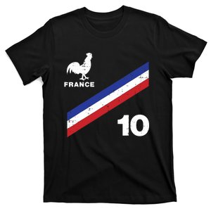 France Flag Rooster Number 10 Soccer Fan Boy T-Shirt