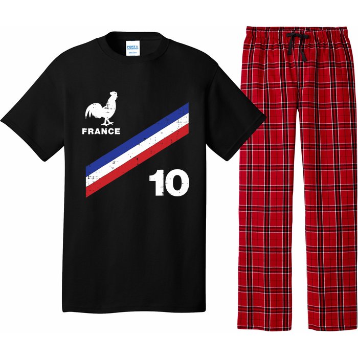 France Flag Rooster Number 10 Soccer Fan Boy Pajama Set