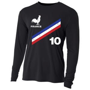 France Flag Rooster Number 10 Soccer Fan Boy Cooling Performance Long Sleeve Crew