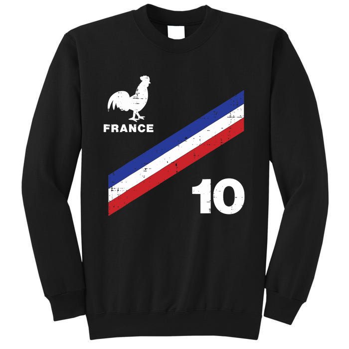 France Flag Rooster Number 10 Soccer Fan Boy Tall Sweatshirt