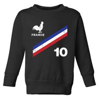 France Flag Rooster Number 10 Soccer Fan Boy Toddler Sweatshirt