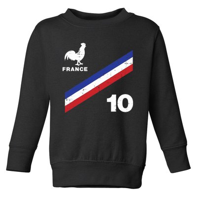 France Flag Rooster Number 10 Soccer Fan Boy Toddler Sweatshirt