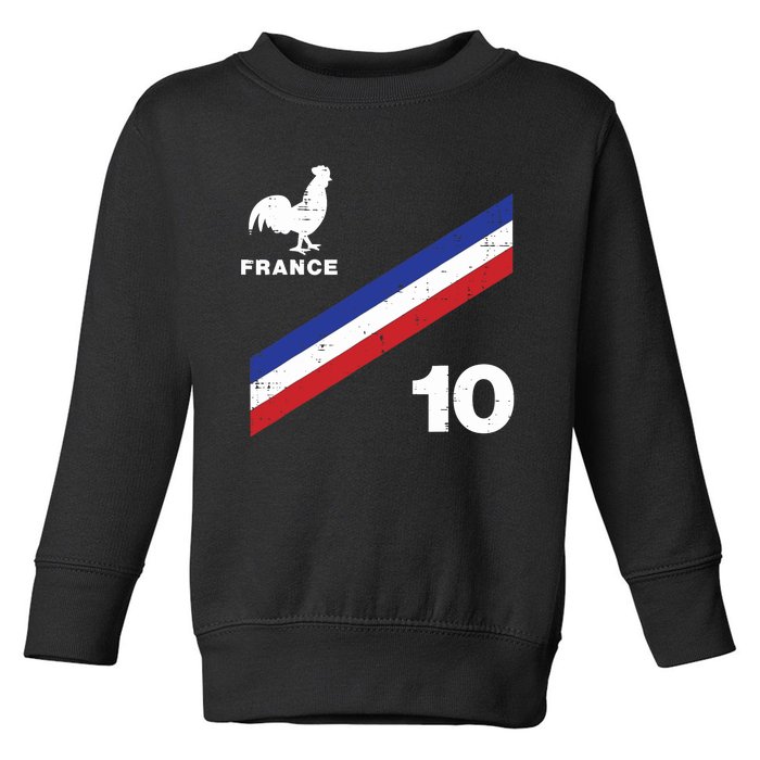 France Flag Rooster Number 10 Soccer Fan Boy Toddler Sweatshirt