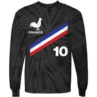 France Flag Rooster Number 10 Soccer Fan Boy Tie-Dye Long Sleeve Shirt