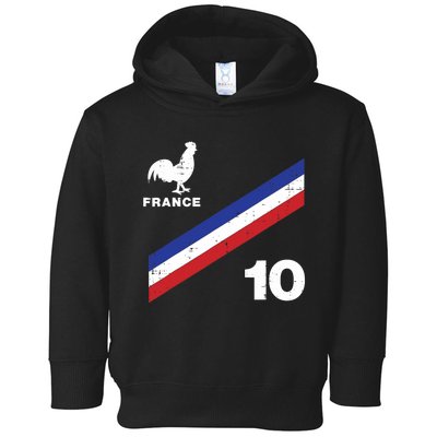 France Flag Rooster Number 10 Soccer Fan Boy Toddler Hoodie