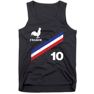 France Flag Rooster Number 10 Soccer Fan Boy Tank Top