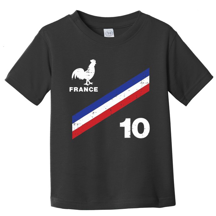 France Flag Rooster Number 10 Soccer Fan Boy Toddler T-Shirt