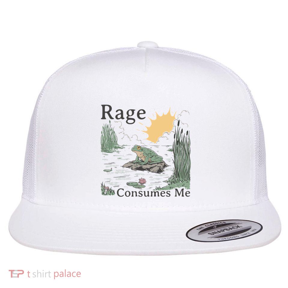 Funny Frog Rage Consumes Me Modern Minimalist Design Flat Bill Trucker Hat