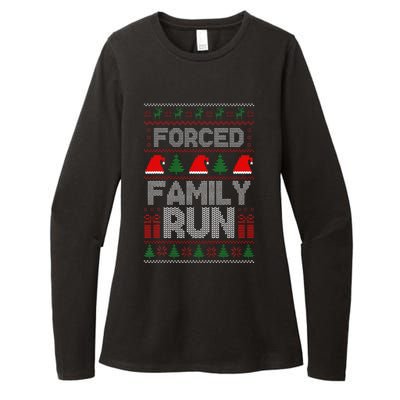 Forced Family Run Ugly Christmas Xmas Party Pajama Womens CVC Long Sleeve Shirt