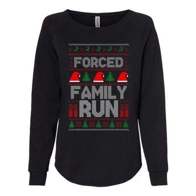 Forced Family Run Ugly Christmas Xmas Party Pajama Womens California Wash Sweatshirt