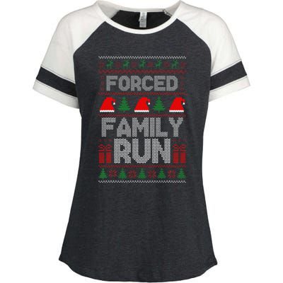 Forced Family Run Ugly Christmas Xmas Party Pajama Enza Ladies Jersey Colorblock Tee