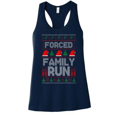 Forced Family Run Ugly Christmas Xmas Party Pajama Women's Racerback Tank