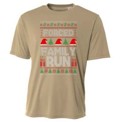 Forced Family Run Ugly Christmas Xmas Party Pajama Cooling Performance Crew T-Shirt