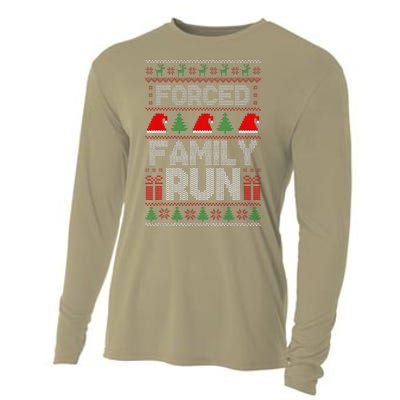 Forced Family Run Ugly Christmas Xmas Party Pajama Cooling Performance Long Sleeve Crew