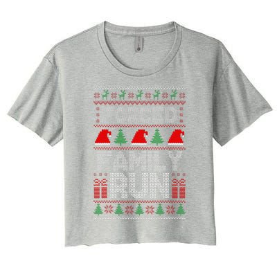 Forced Family Run Ugly Christmas Xmas Party Pajama Women's Crop Top Tee