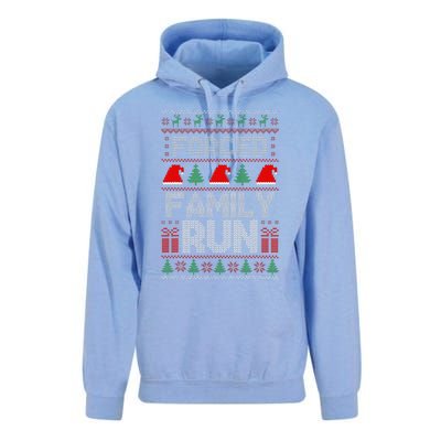 Forced Family Run Ugly Christmas Xmas Party Pajama Unisex Surf Hoodie