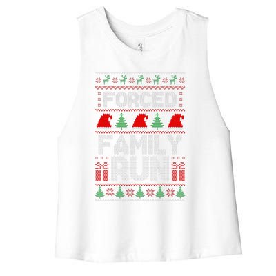 Forced Family Run Ugly Christmas Xmas Party Pajama Women's Racerback Cropped Tank