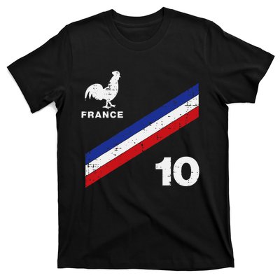 France Flag Rooster Number 10 Soccer Fan T-Shirt