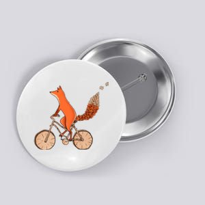 Funny Fox Riding A Wooden Bicycle Button