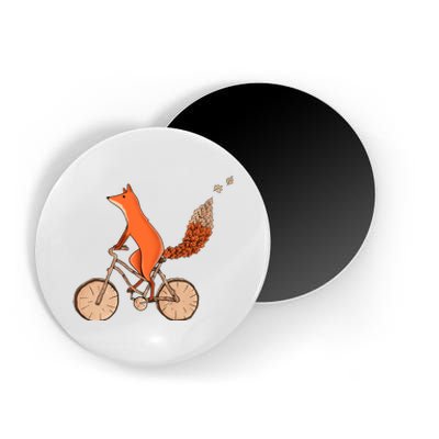 Funny Fox Riding A Wooden Bicycle Magnet