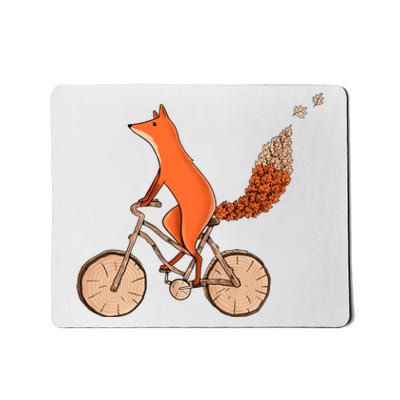 Funny Fox Riding A Wooden Bicycle Mousepad