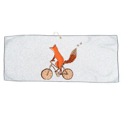 Funny Fox Riding A Wooden Bicycle Large Microfiber Waffle Golf Towel