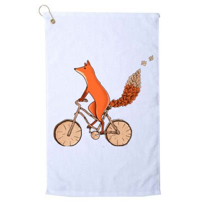 Funny Fox Riding A Wooden Bicycle Platinum Collection Golf Towel