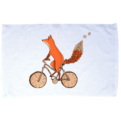 Funny Fox Riding A Wooden Bicycle Microfiber Hand Towel