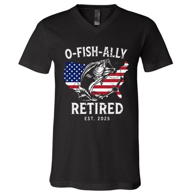 Fisherman Fishing Retirement Ofishally V-Neck T-Shirt