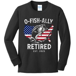 Fisherman Fishing Retirement Ofishally Kids Long Sleeve Shirt