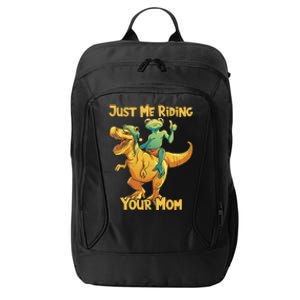 Funny Frog Riding T Rex Your Mom Sarcastic Joke Gift City Backpack