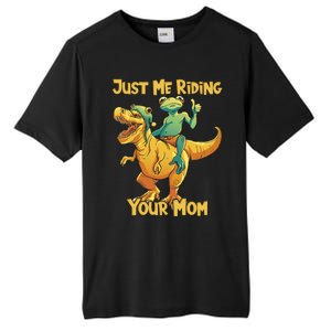 Funny Frog Riding T Rex Your Mom Sarcastic Joke Gift Tall Fusion ChromaSoft Performance T-Shirt